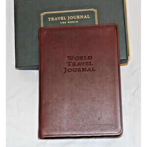 World Travel Journal 4x6 Soft Goat Skin Leather Brown 320 Pages Gold Gilding